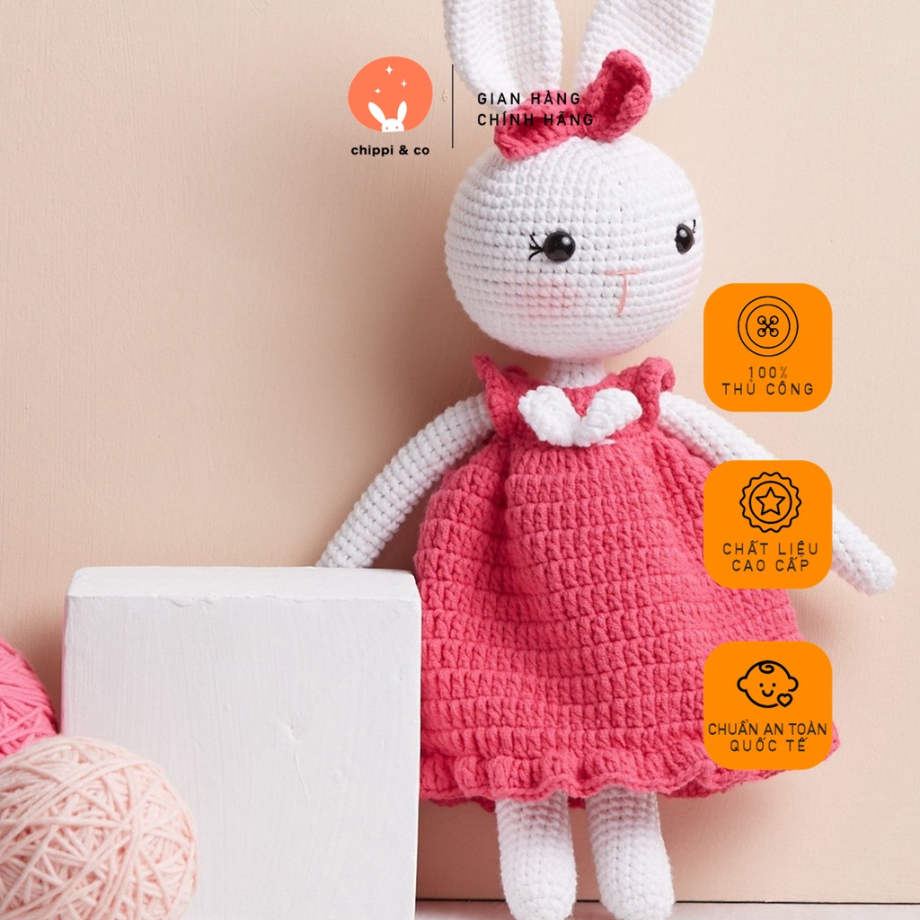 Gấu bông Thú nhồi bông cho bé - Thỏ Rosie - Đồ chơi cho bé cao cấp an toàn Chippico