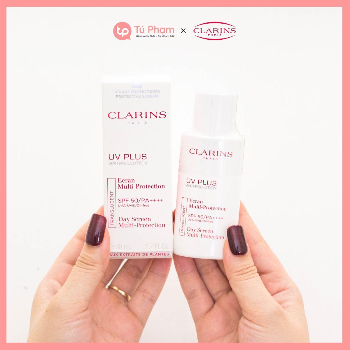 Kem chống nắng clarins uv plus anti-pollution spf 50 pa++++ translucent 30ml trắng