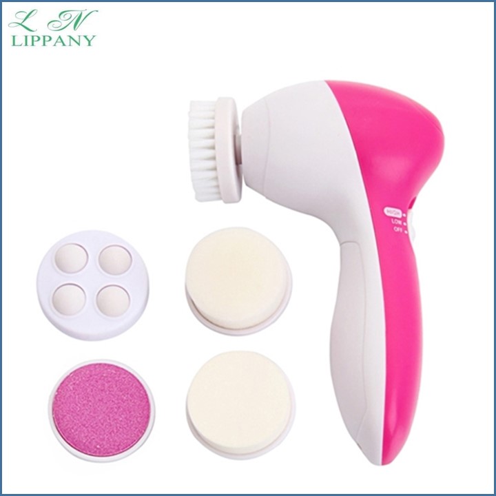 Máy massage mặt cầm tay 5 in 1, máy rửa mặt xóa nếp nhăn, máy rửa mặt chăm sóc da 5 chức năng