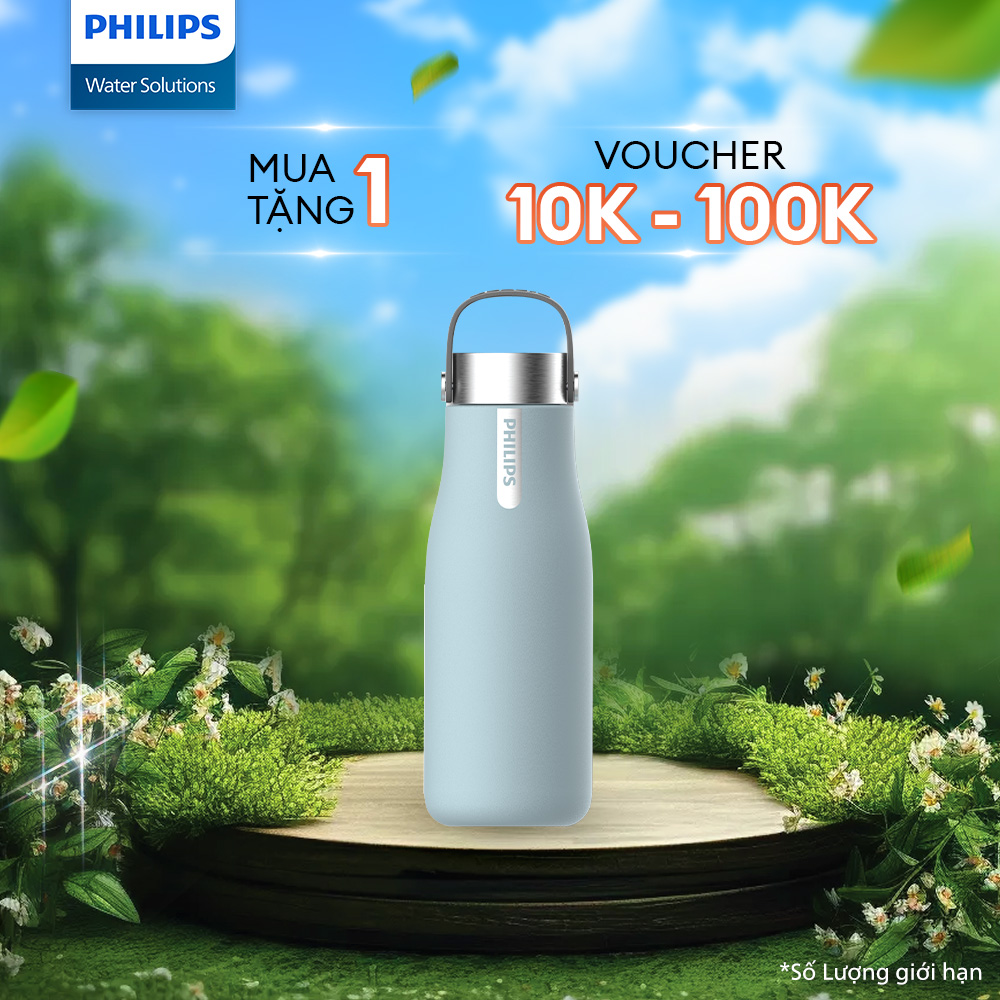 Bình giữ nhiệt thông minh uv led philips awp2788bl/97 - xanh dương