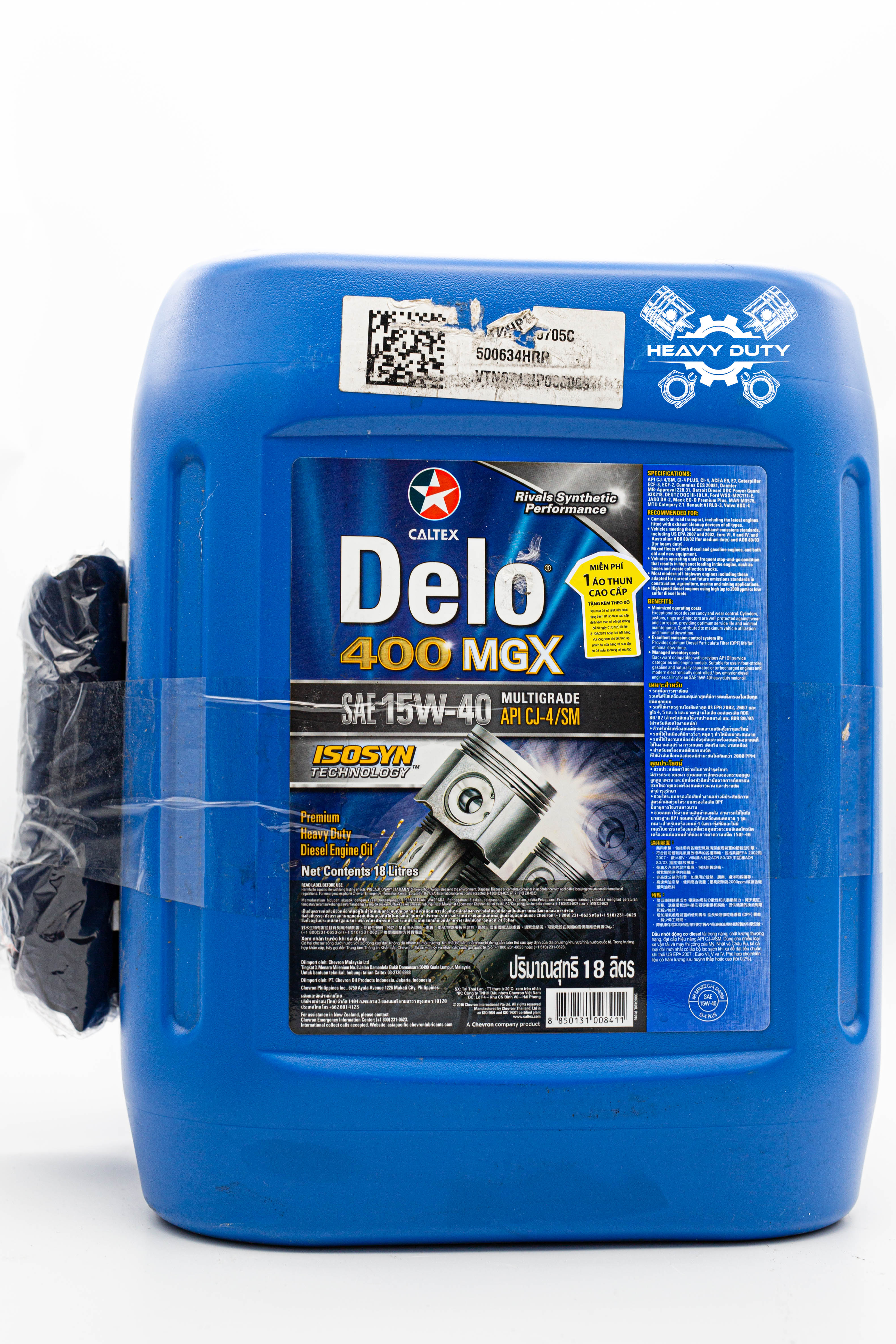 Nhớt Oto Máy Dầu Cao Cấp Delo 400 MGX 15W-40 SAE ( CJ-4/SM) - Can 18L