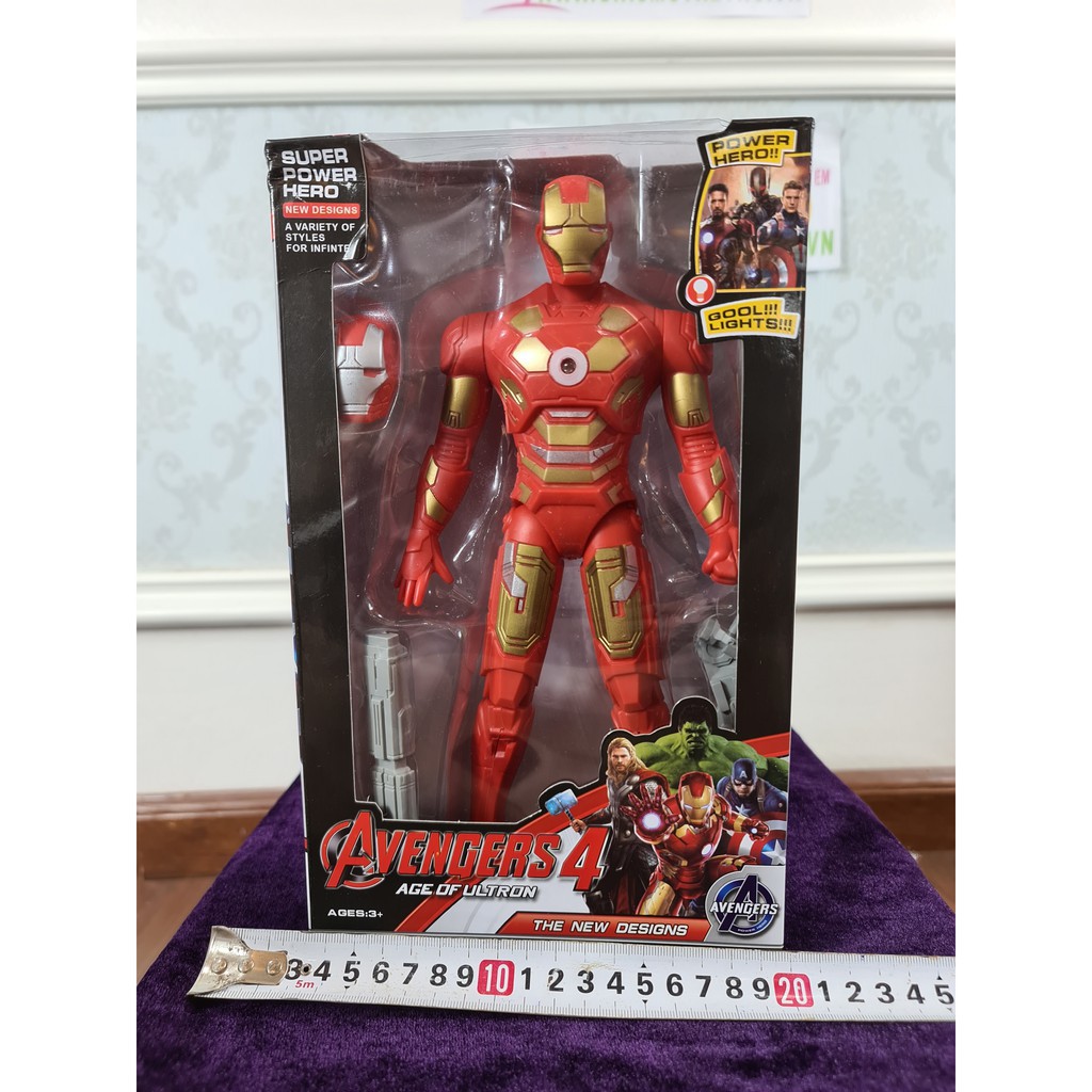 Mô hình siêu anh hùng iron man người sắt, cao 25cm, có led 1883