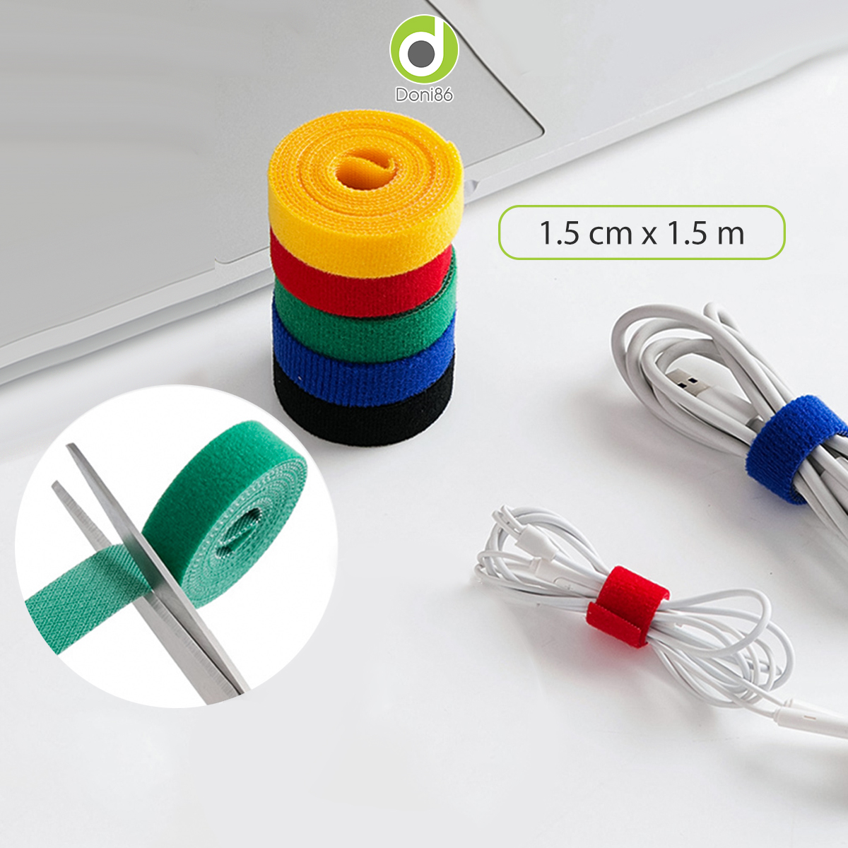 Velcro dây vãi tự dính 2 mặt tiện dụng, buộc gọn dây điện dây cáp - Doni86 - DOPK183