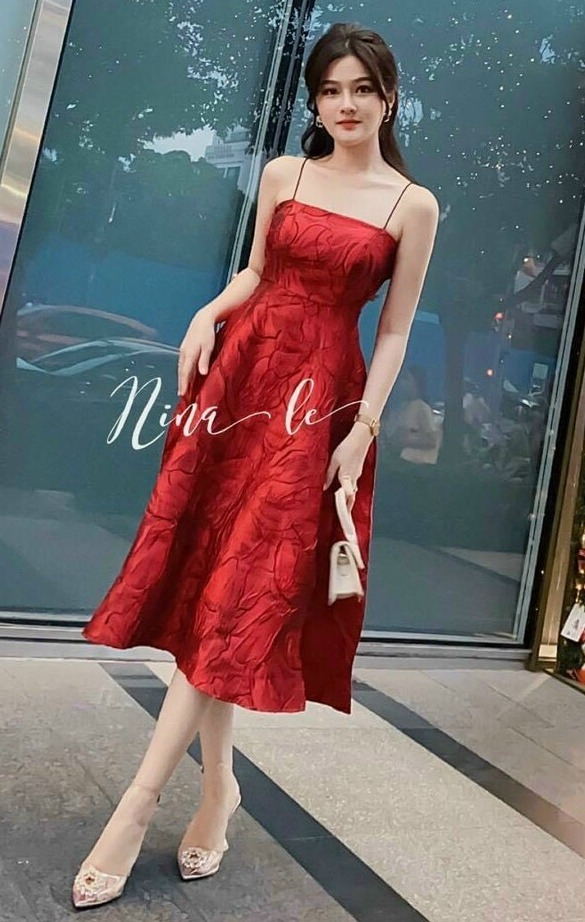 Đầm tiểu thư hai dây cao cấp thời trang thiết kế cực xịn