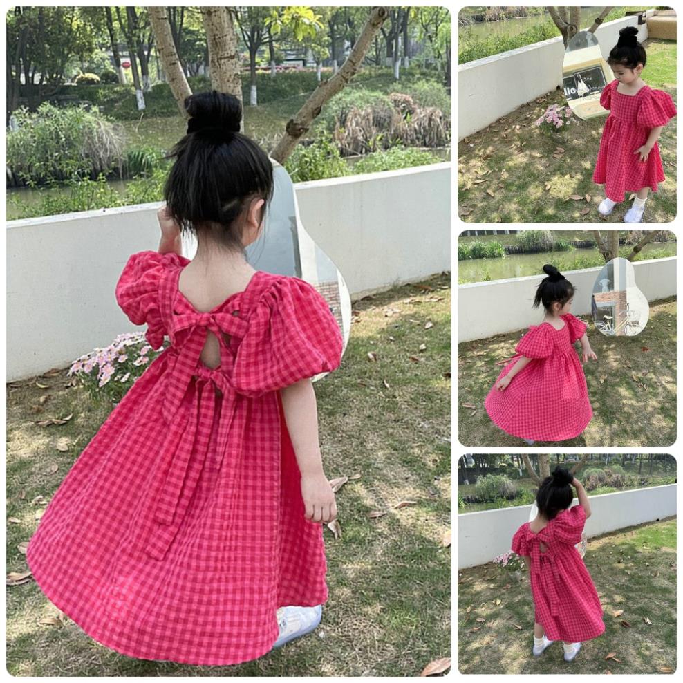 Váy bé gái Hàn Quốc Bebezoo cao cấp  Caro Flower  Little Nem