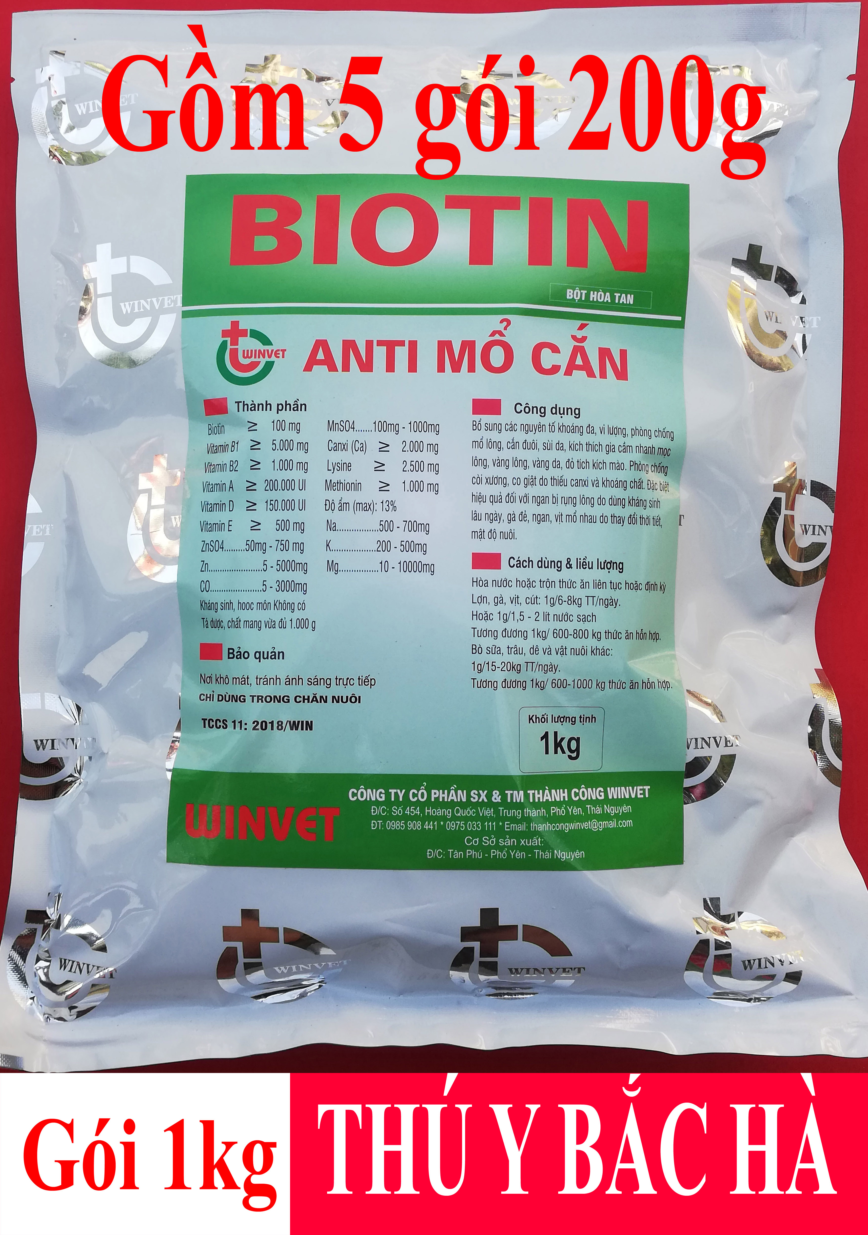 1 kg BIOTIN ANTI Mổ cắn, phòng chống mổ lông, cắn đuôi, sùi da, kích thích gia cầm nhanh mọc lông, vàng lông, vàng da, đỏ tích kích mào