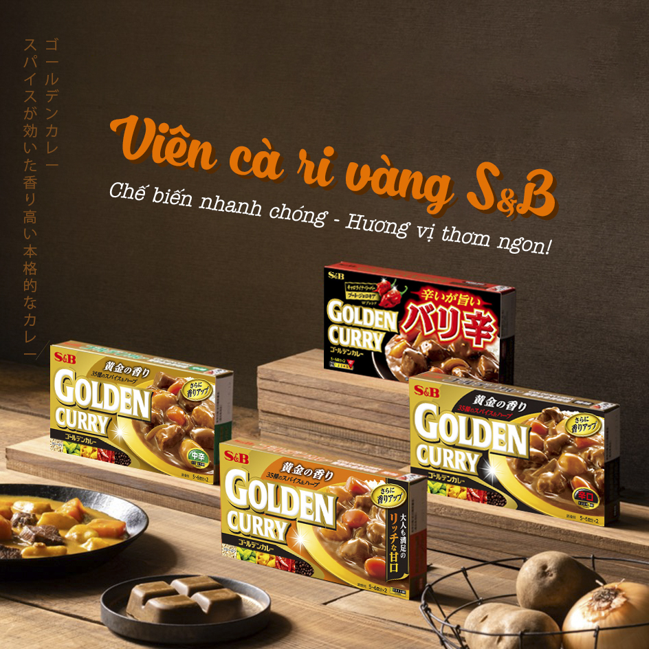 Viên cà ri cô đặc s&b golden curry 198g nhật bản