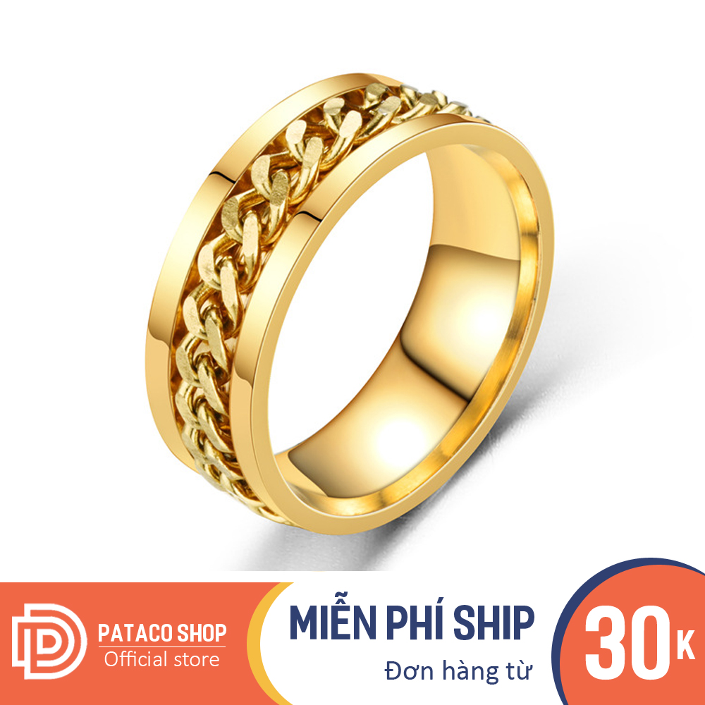 Nhẫn thời trang nam nữ Titan dây xích xoay cực cá tính NT6