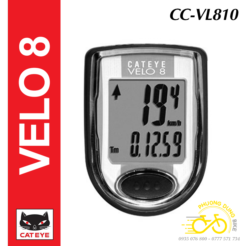 Đồng hồ đo tốc độ xe đạp có dây CATEYE VELO 8 CC-VL810