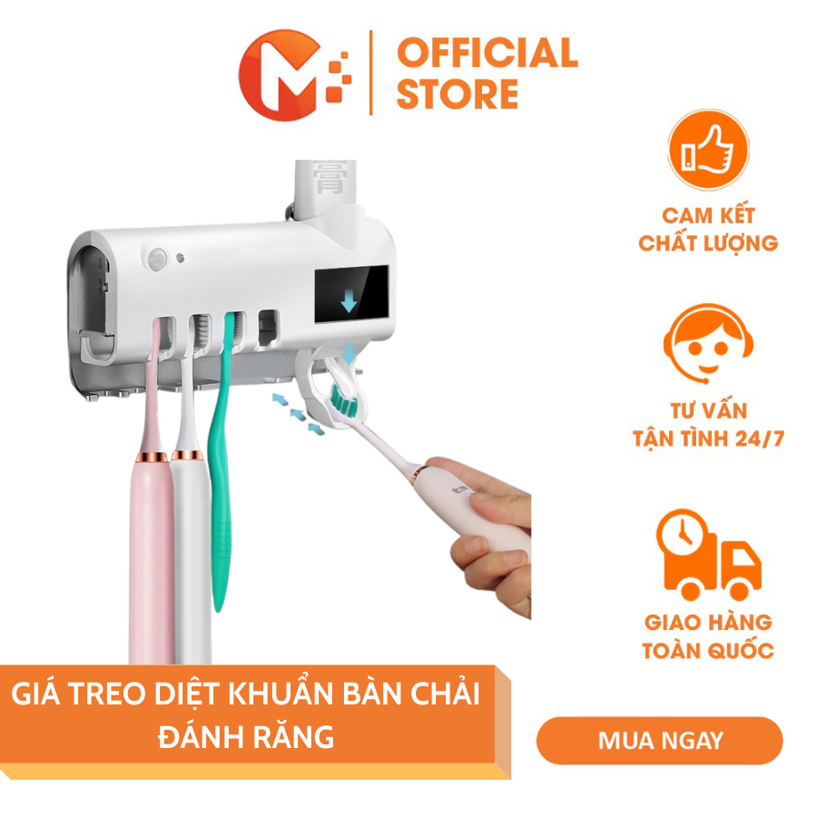 Giá Treo Diệt Khuẩn Bàn Chải Đánh Răng UV Diệt Khuẩn 99,9%, Tiệt Trùng, Nhả Kem Thông Minh hộp thiết bị khử trùng bàn chải máy sấy tiệt khử trùng diệt khuẩn bàn chải Hàn quốc