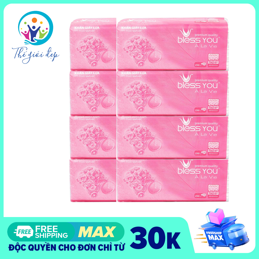 [HCM]Bộ 8 gói khăn giấy rút Bless You 250 tờ