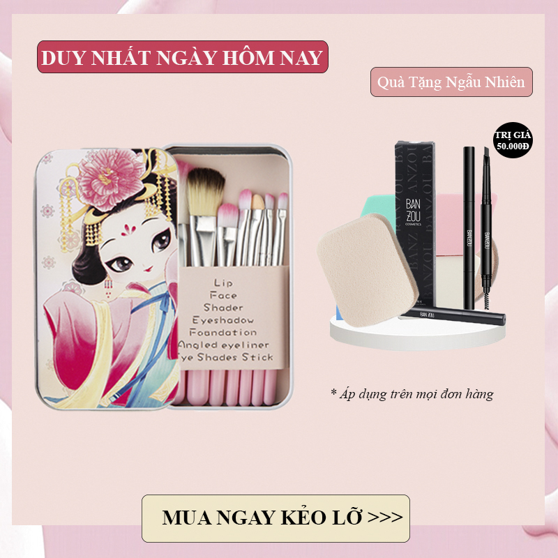 Bộ Cọ Makeup " Prssent for Angel" hộp thiếc mini siêu tiện lợi ( 7 cây )