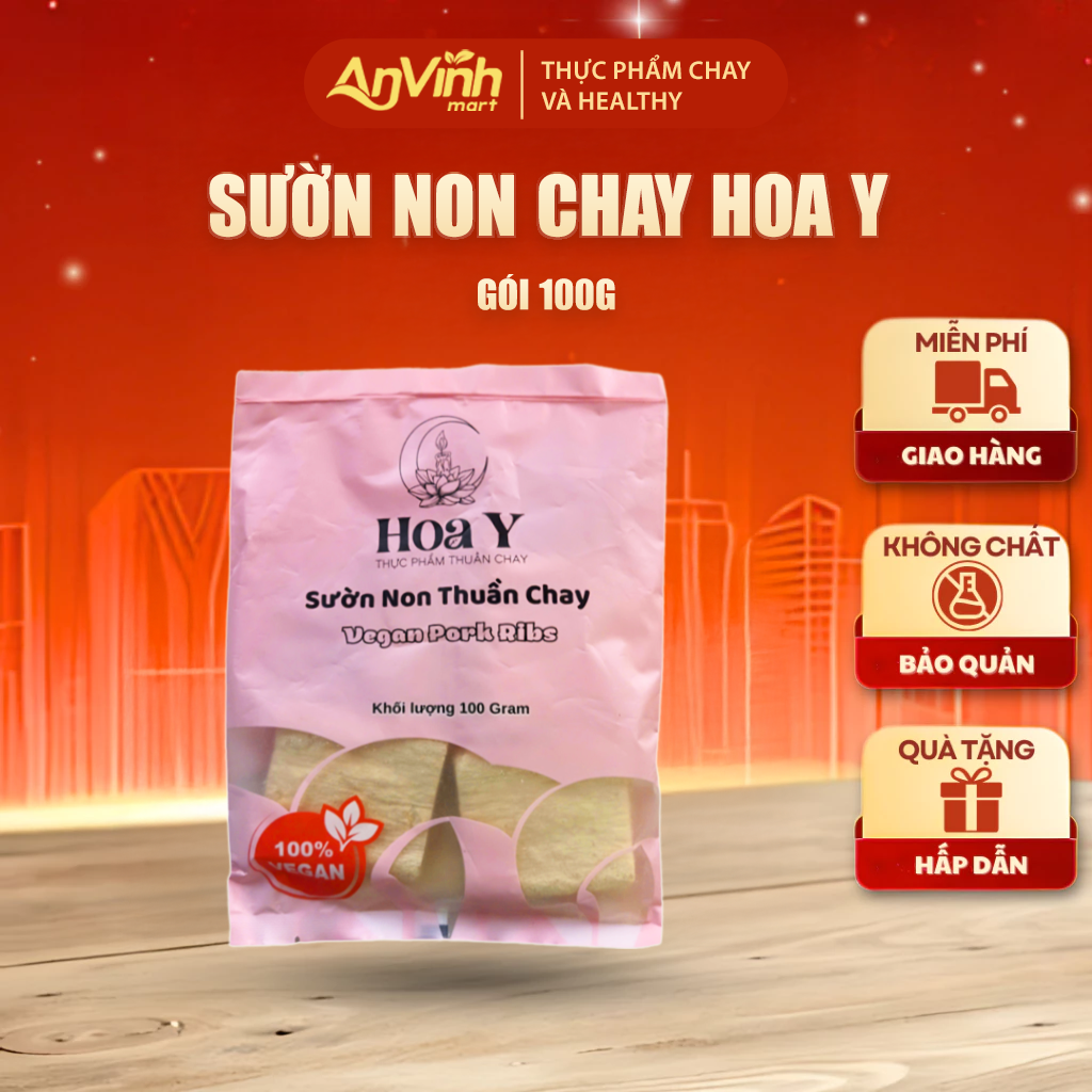 Sườn non chay Hoa Y 100gr, Thực Phẩm Chay Dinh Dưỡng, Thuần Chay Healthy, Đồ Ăn Chay, Thực dưỡng