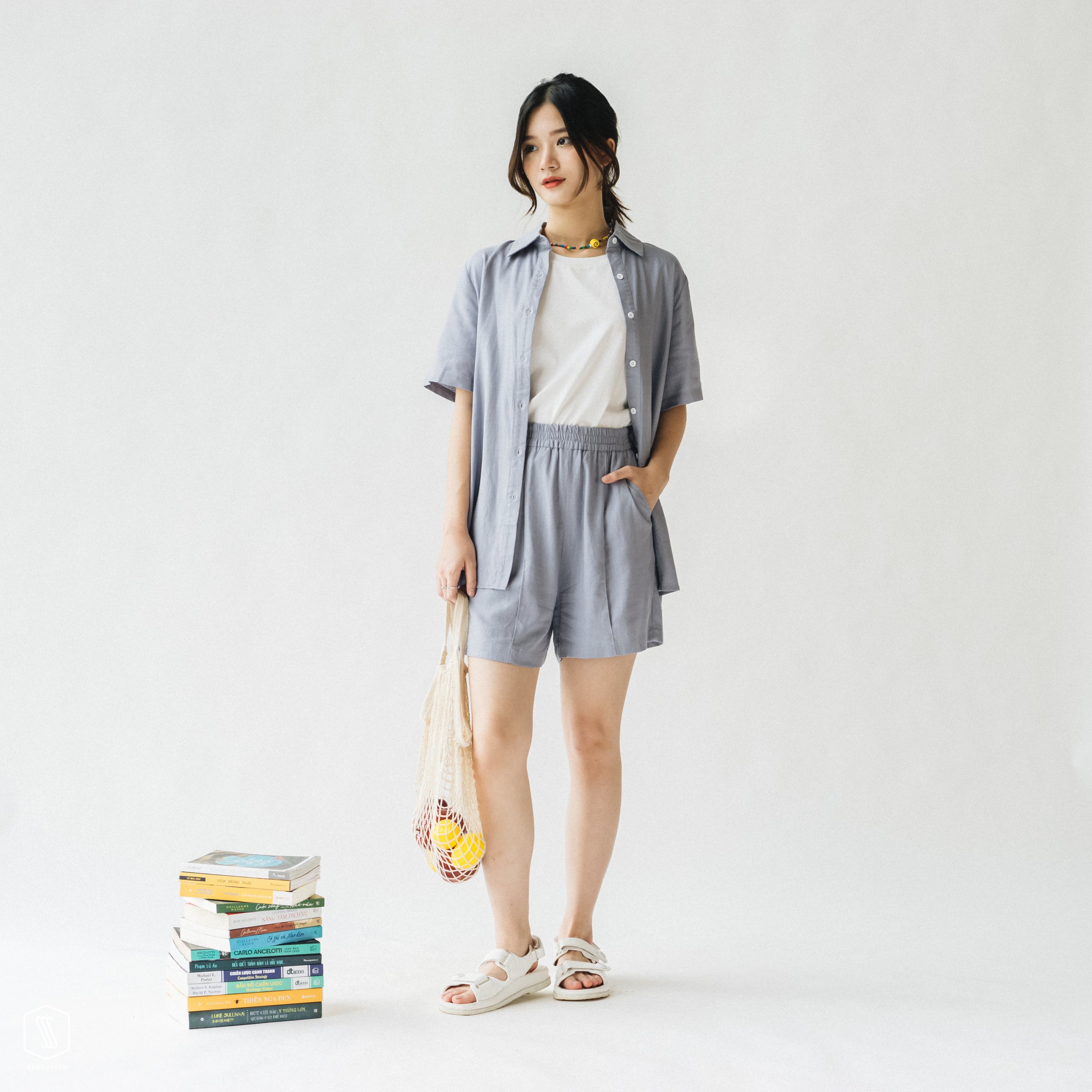 Quần short nữ SSSTUTTER cạp chun chất linen thoải mái summerset shorts