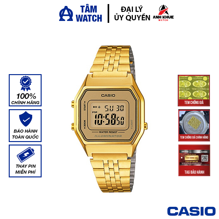 Đồng hồ nữ dây kim loại casio standard chính hãng anh khuê la680wga-9df