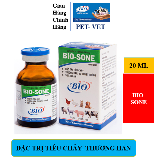 BIO-SONE 20ML. THÚ TIÊU CHẢY, TỤ HUYẾT TRÙNG, PHÓ THƯƠNG HÀN, SỐT BỎ ĂN
