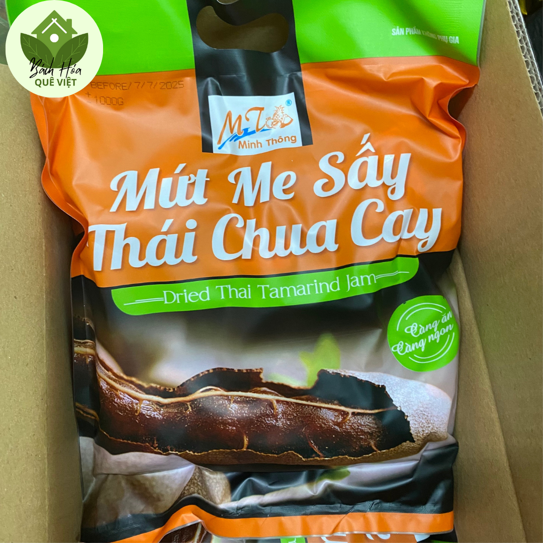 Mứt Me Sấy Thái Chua Cay Minh Thông Dried Thai Tamarind Jam - Me quấn chua cay Túi 1kg - Chuẩn xuất khẩu Date mới nhất