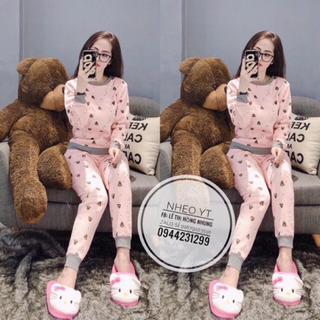 Bộ nỉ nữ họa tiết siêu xinh