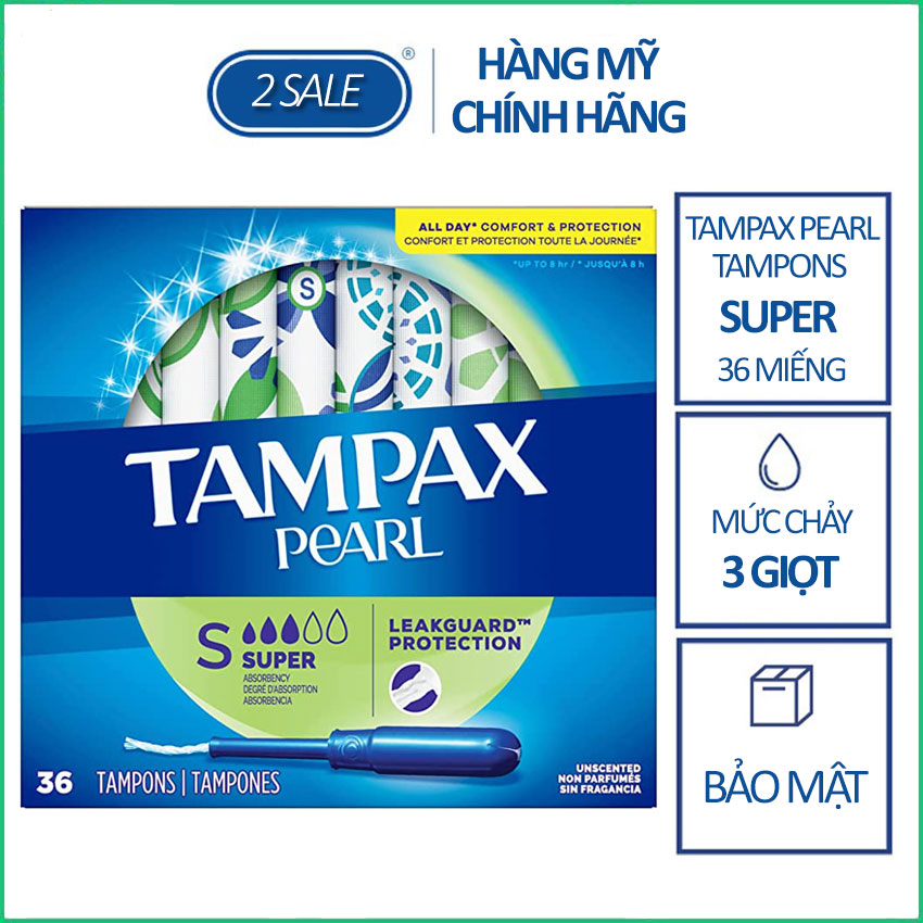 Băng vệ sinh Tampon siêu thấm Tampax Pearl Super 3 giọt 36 miếng
