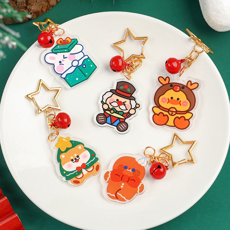 Móc khóa vàng Noel, Giáng sinh mica trong siêu dễ thương -TamaChan