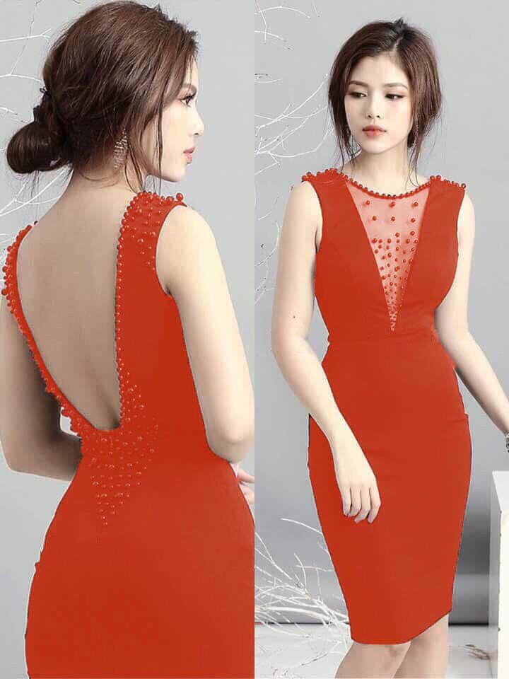 [HCM]Đầm kết cườm hở lưng sang trọng