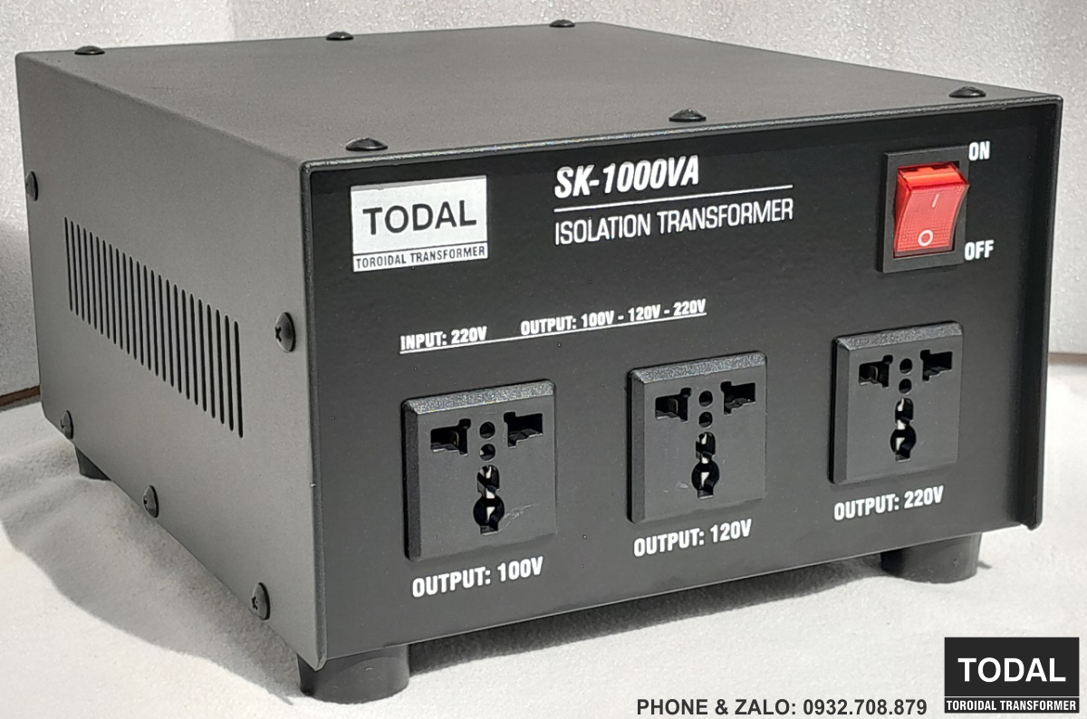 Biến áp cách ly xuyến todal 1kva điện ra 220v 120v 100v dây đồng