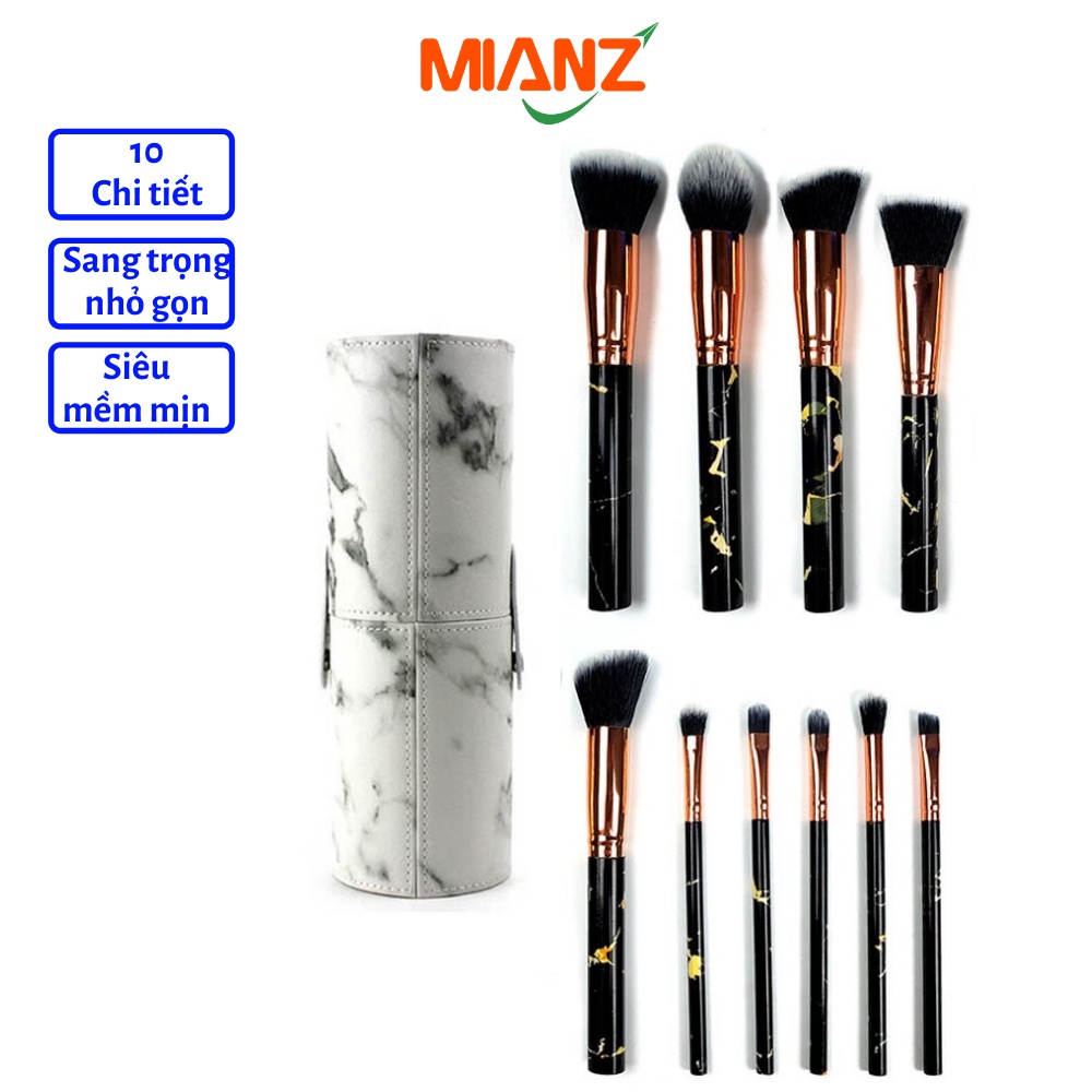 Bộ cọ trang điểm make up MIANZ 10 chi tiết, dụng cụ trang điểm cá nhân kèm hộp đựng sang trọng MIANZ GROUP