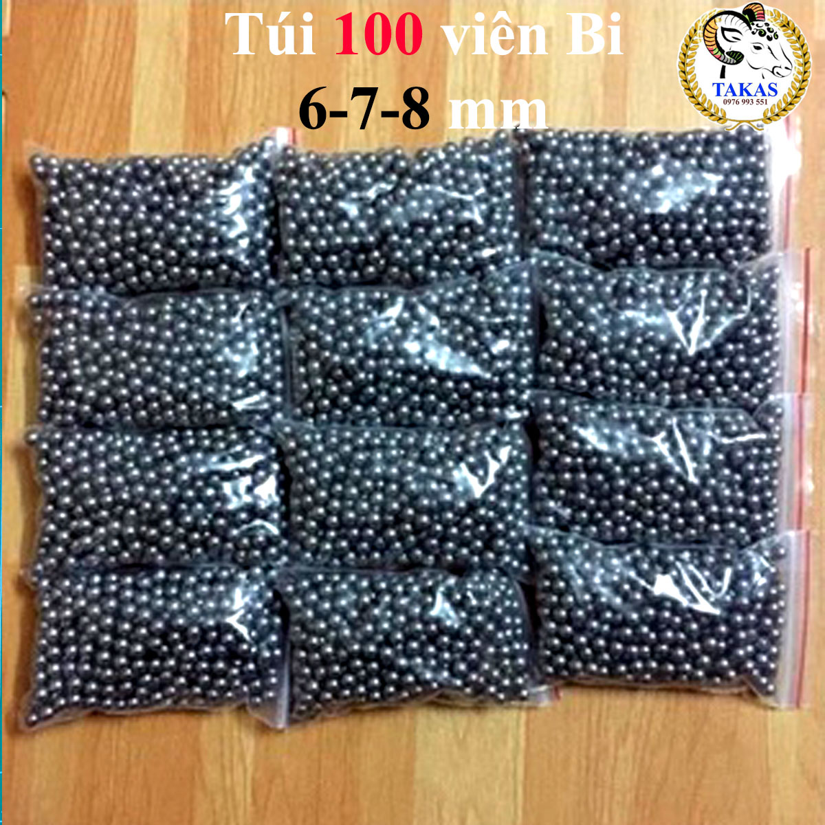 100 viên bi 6mm-7mm-8mm làm bằng sắt