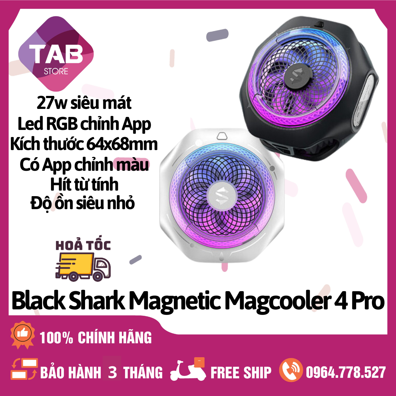 Quản Tản Nhiệt Sò Lạnh Black Shark Magnetic Magcooler 4 Pro 27W Làm Mát Từ Tính - Chính Hãng