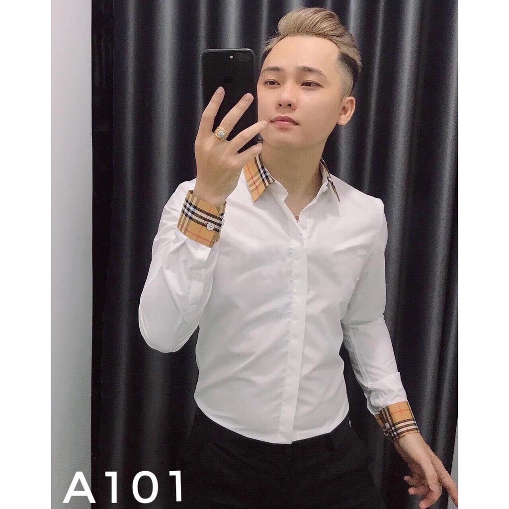 Áo Sơ Mi Nam Trắng BBR phối màu - 𝐇𝐚̀𝐧𝐠 đ𝐞̣𝐩 𝐧𝐡𝐮̛ 𝐡𝐢̀𝐧𝐡