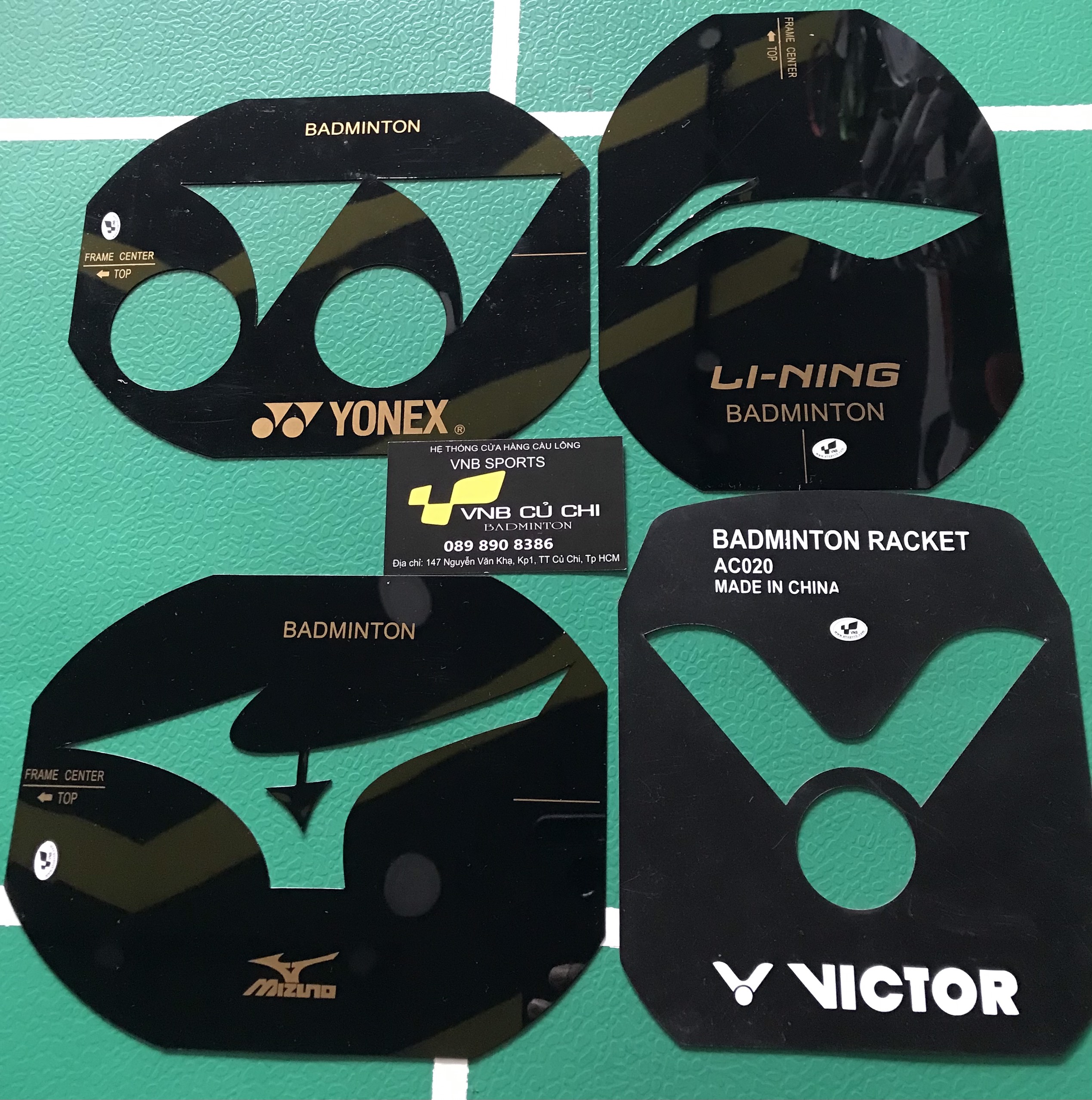 Logo sơn vợt cầu lông (Yonex, Lining, Mizuno, Victor) và Mực sơn VNB
