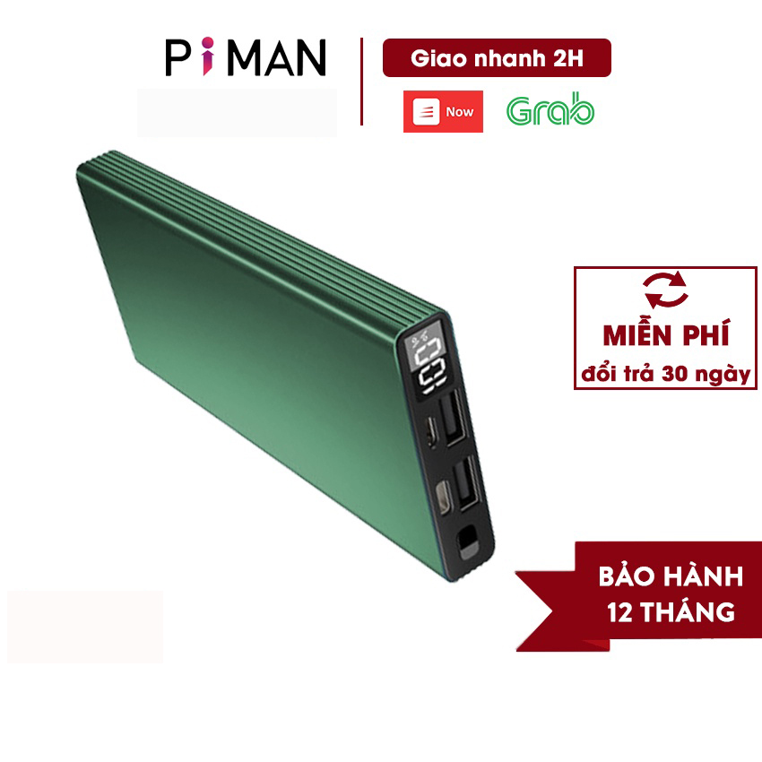 Pin sạc dự phòng Pimen 10.000 mAh - 20000 mAh - Input 2.0A/Output 2.4A - Vỏ hợp kim nhôm nguyên khối siêu mỏng -Thiết kế tinh tế, Sang trọng- Hàng chính hãng - Bảo Hành 6 Tháng