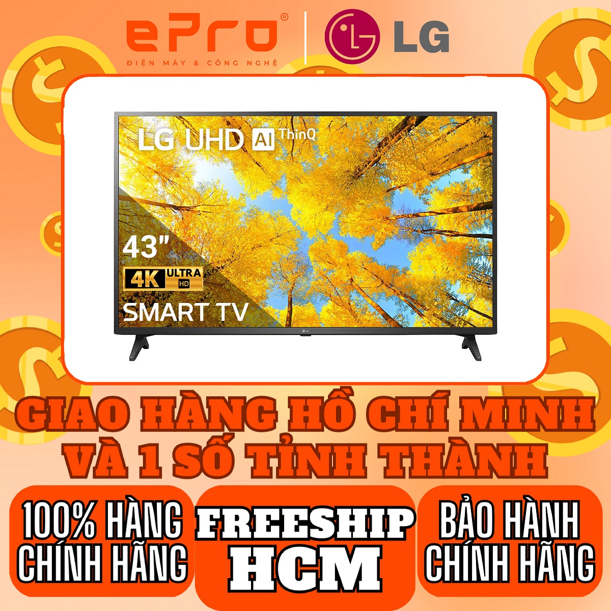 Smart Tivi LG 4K 43 inch 43UQ7550PSF Hệ điều hành webOS6.0, Điều khiển bằng giọng nói , Remote thông minh , Năm ra mắt: 2022- giao miễn phí HCM