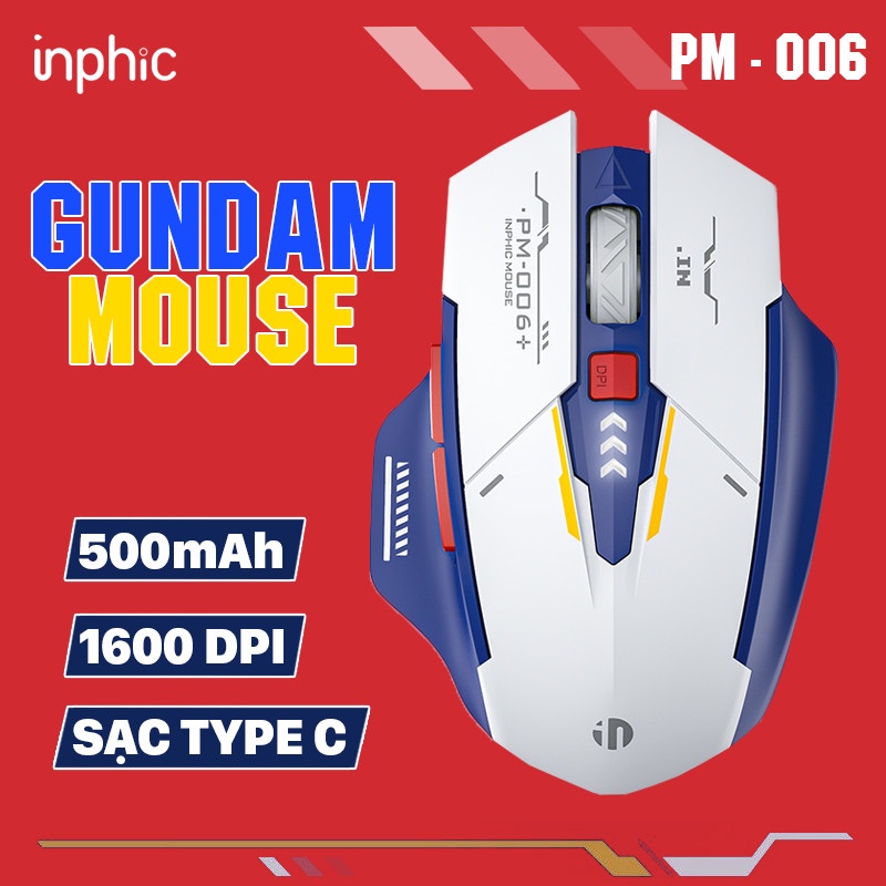 Chuột Inphic M6P Gundam Không Dây Pin Sạc 1600 DPI Chuyên Game Chống Ồn