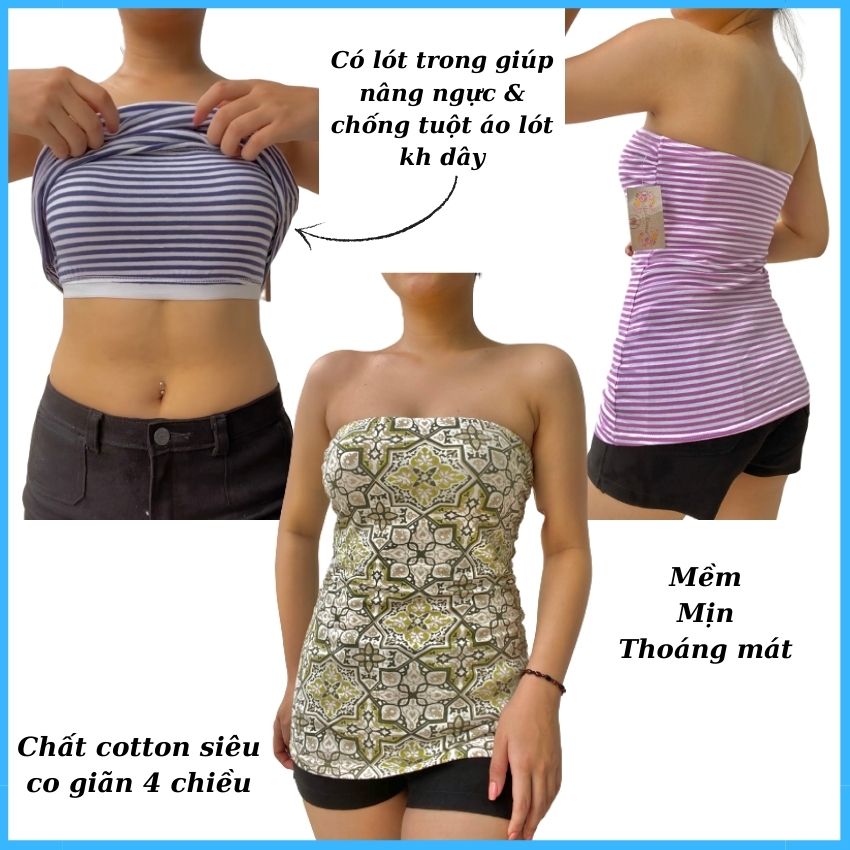 Áo Ống Cúp Ngực Hàng VNXK, Chất Vải Co Giãn 4 Chiều Cực Mạnh, Áo Có Lót Trong Giúp Nâng Ngực Và Chống Tuột Áo Lót Kh Dây