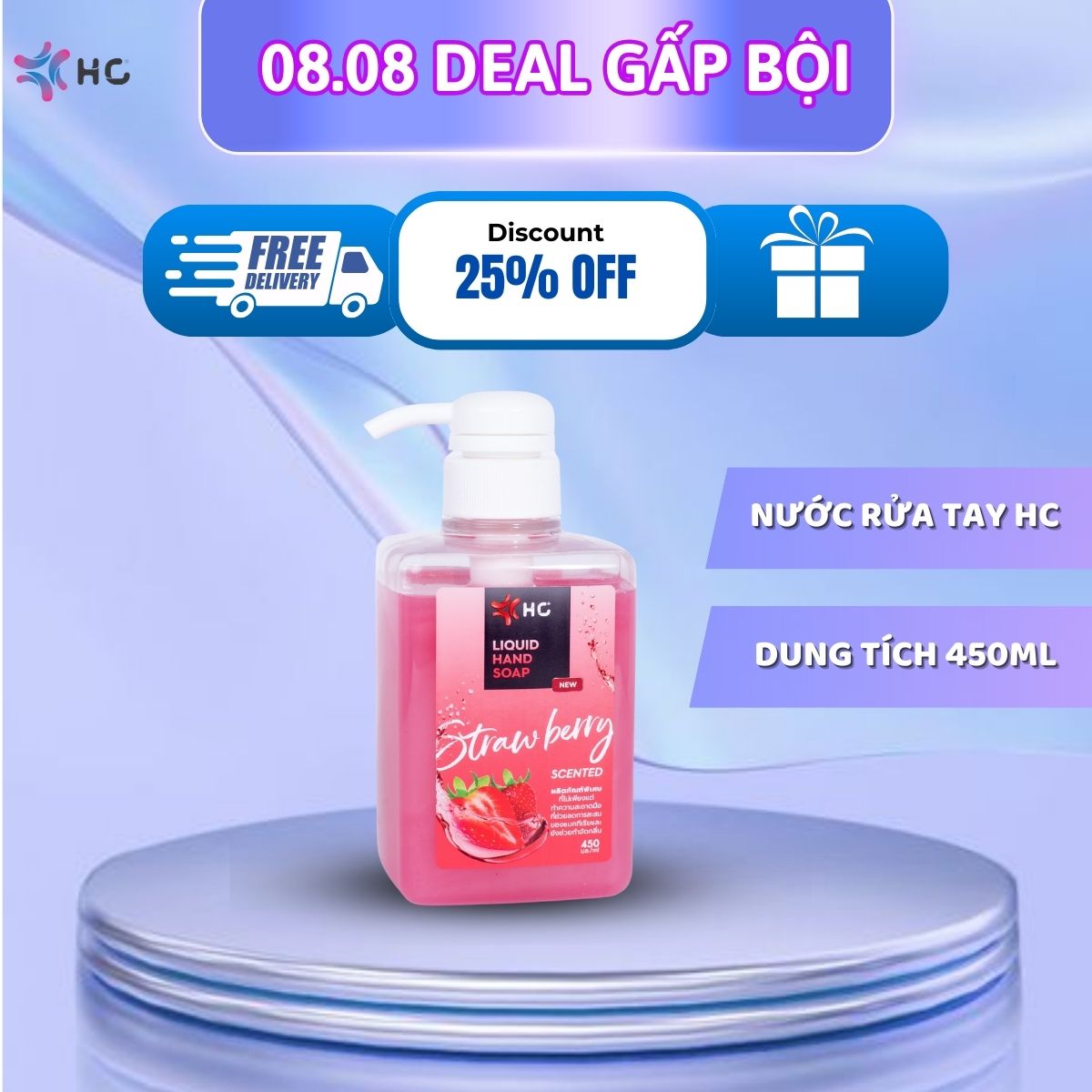 Nước rửa tay kháng khuẩn hc for strawberry 450ml thái lan