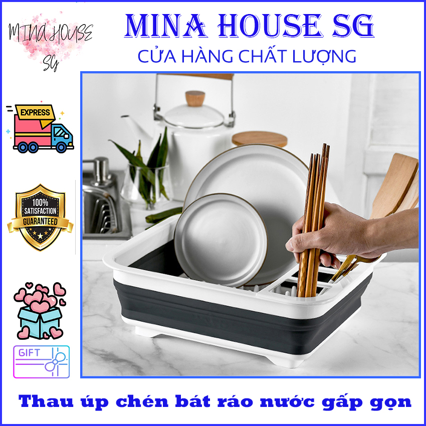 Kệ bếp thông minh Sản Phẩm Mới Hiện Đại, Giá để bát đũa gấp gọn, thoát nước linh hoạt MINA HOUSE