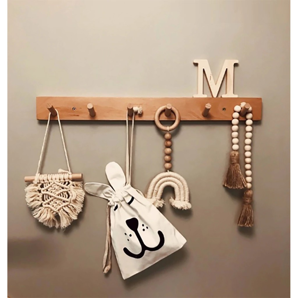 Móc quần áo treo tường decor bằng gỗ, Móc áo bằng gỗ trang trí nhà kích thước 60cm