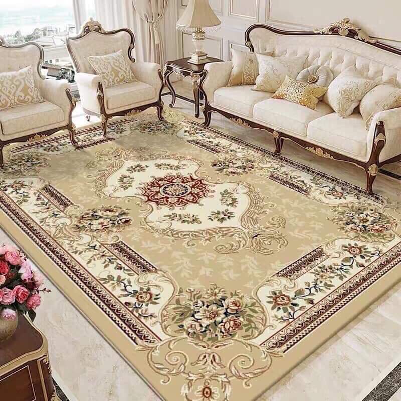 Thảm trải sàn phòng khách cao cấp sang trọng mẫu hoàng gia vàng (KT:1.8m x2.3m