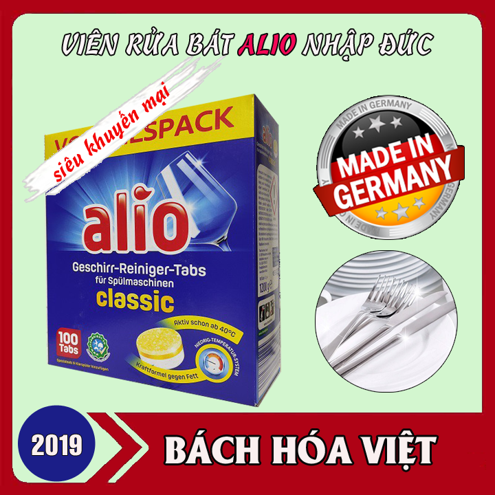 HÀNG CHÍNH HÃNG NHẬP ĐỨC Viên Rửa bát Alio Classic hộp 100 viên nhập khẩu