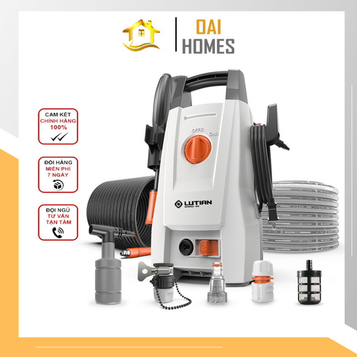 Máy rửa xe mini áp lực cao rửa ô tô, xe máy, tưới cây kèm dây và các đầu phun cao cấp- oai homes