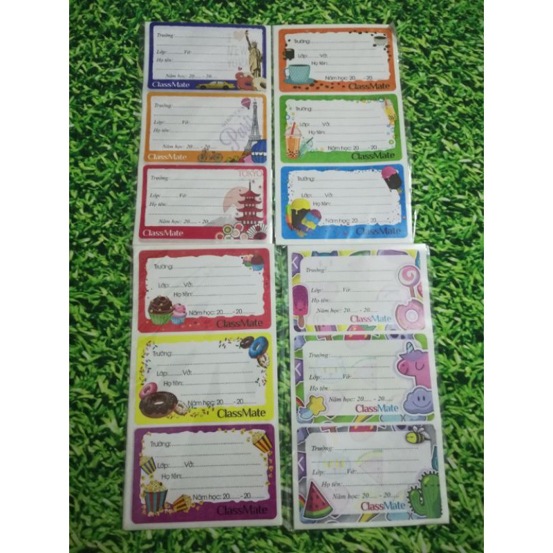 Tập 15 nhãn vở classmate -nhãn vở keo dính sẵn