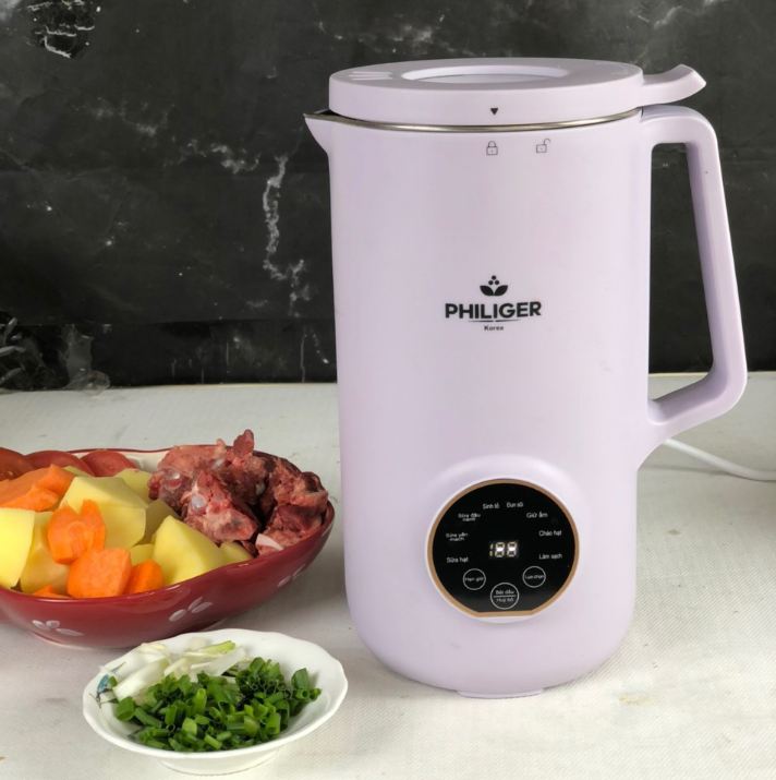 Máy Làm Sữa Hạt Philiger F508, 6 chức năng xay nấu, dung tích 600ml