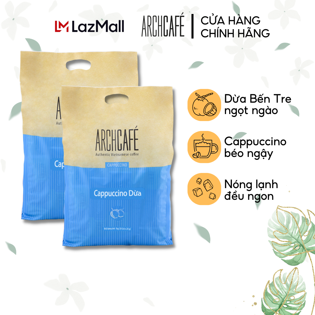 Combo 2 Túi Cà phê Cappuccino Dừa - Cafe hoà tan Archcafé
