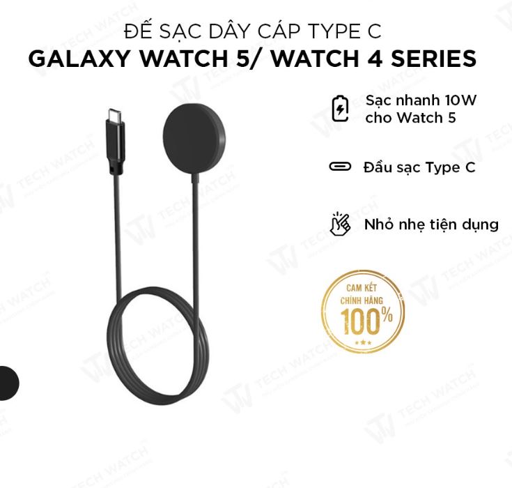 Dock sạc nhanh dành cho samsung galaxy watch 5/ galaxy watch 4/ galaxy watch 3 cổng type c
