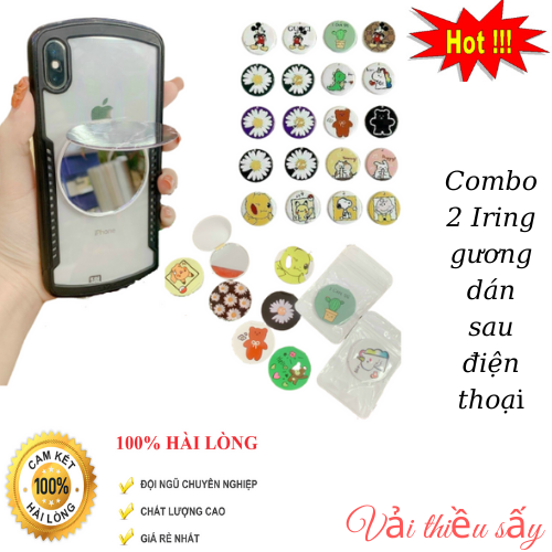Combo 2 Iring gương dán sau điện thoại có in hình tiện dụng cho các bạn gái soi gương trang điểm sản phẩm có nhiều mẫu mã đẹp