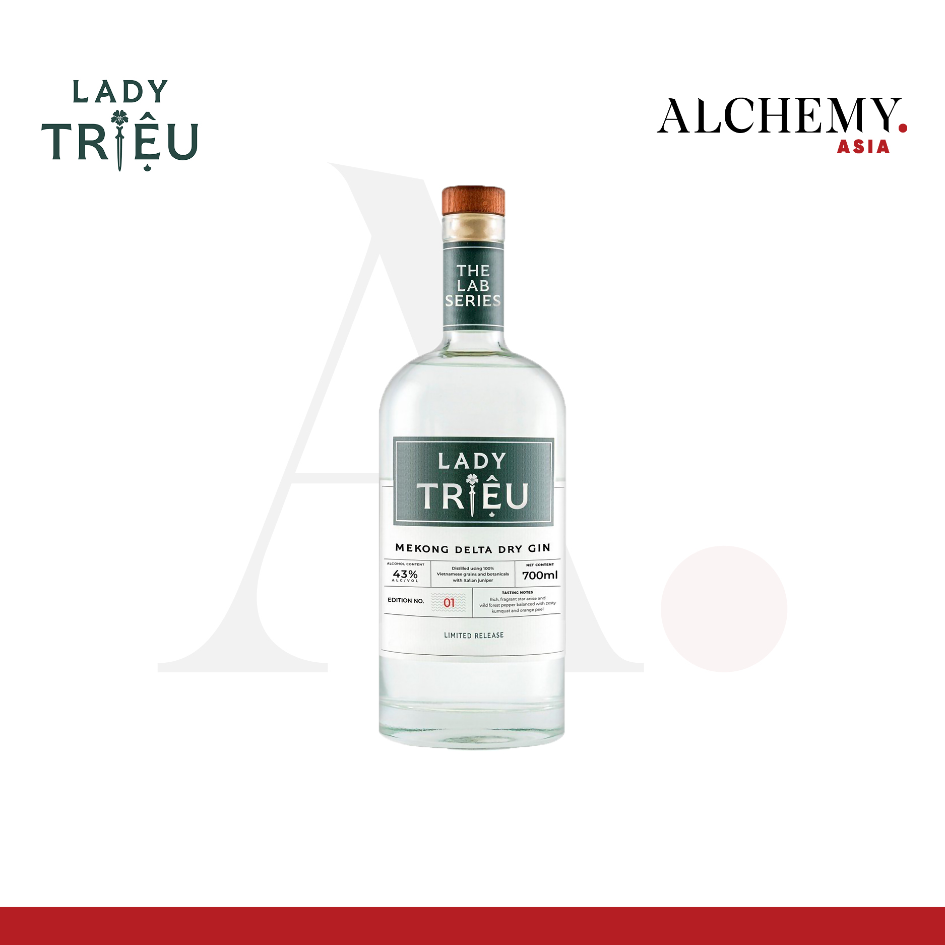[Trên 18 tuổi] [Chính hãng] Rượu Gin Lady Triệu Mekong Delta Dry 43% 700ml - 200ml