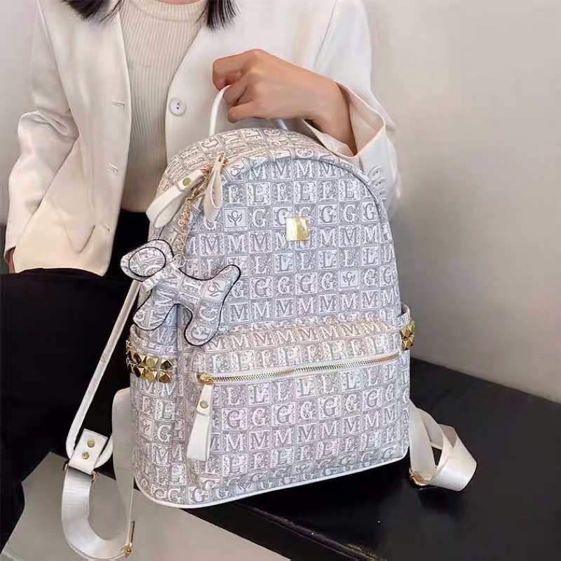 Balo đi học, balo đi chơi đựng nhiều đồ Trần Chữ Kiểu Dáng Mới size 40, Balo da hoạ tiết phối móc TX190