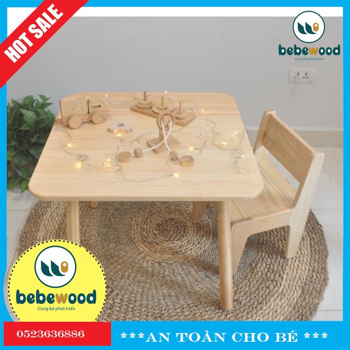 Bàn vuông zina cho bé yêu - bebewood