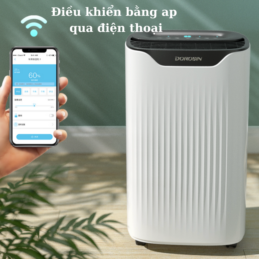 Máy hút ẩm Dorosin 12L ER-612/ER-1202 công suất lớn-Máy hút ẩm lọc không khí- bản 2022 có ap điều khiển bằng điện thoại
